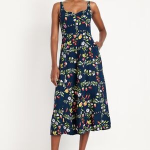 Old Navy | Fit & Flare Sleeveless Linen-Blend Midi Dress Womens Size S